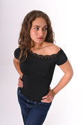 Lace-one shoulder top