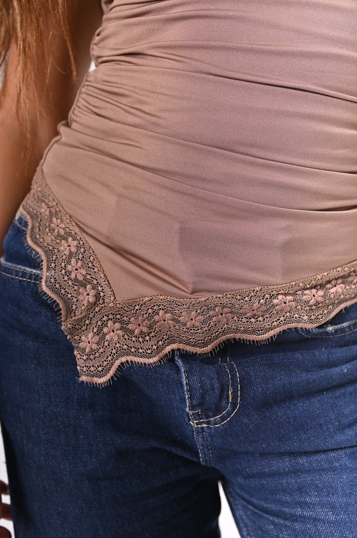 Lace-off shoulder top